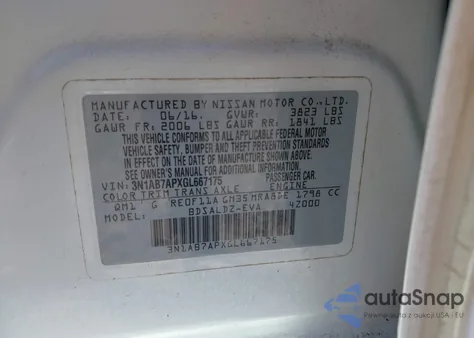 2016 Nissan Sentra Fe+ S/S/Sl/Sr/Sv from USA, damaged, VIN 3N1AB7APXGL667175